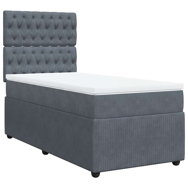 vidaXL Sommier à lattes de lit et matelas Gris foncé 90x190 cm Velours