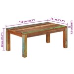 vidaXL Table basse 110x55x40 cm bois de récupération massif