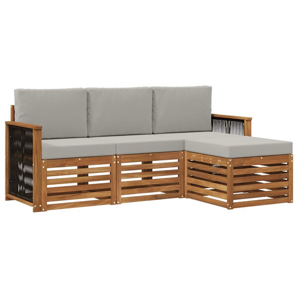vidaXL Ensemble de canapés d'extérieur 4 pc Naturel et gris clair
