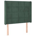 vidaXL Tête de lit avec oreilles Vert foncé 93x16x118/128 cm Velours
