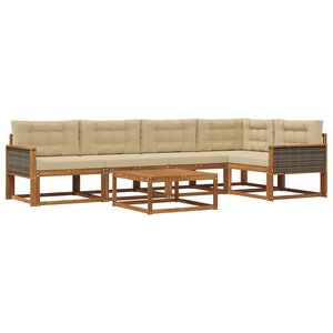 vidaXL Ensemble de canapés d'extérieur 6 Pièces Naturel et Beige