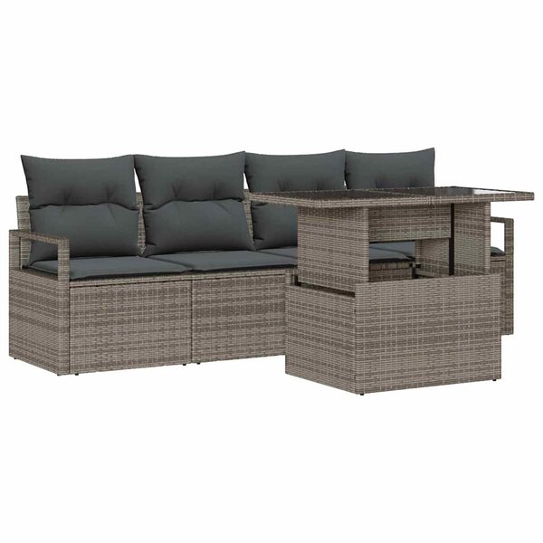 vidaXL Ensemble de canapé de jardin 5 pc Gris Poly rotin