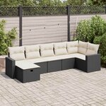 vidaXL Salon de jardin 7 Pièces avec coussins noir résine tressée
