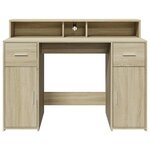 vidaXL Bureau avec lumières LED chêne sonoma bois d'ingénierie