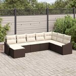 vidaXL Ensemble de salle à manger pour jardin 8 Pièces Marron  Crème