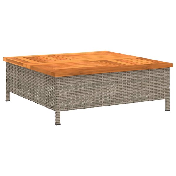 vidaXL Table de jardin gris 70x70x25 cm résine tressée et bois acacia