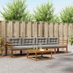 vidaXL Ensemble de canapés d'extérieur 5 Pièces Gris Naturel et Clair