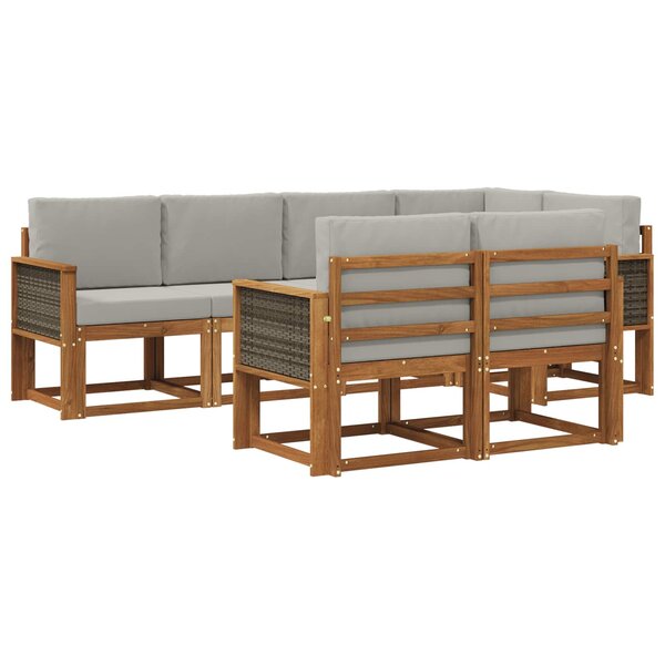 vidaXL Ensemble de canapés d'extérieur 7 pc Naturel et gris clair