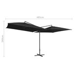 vidaXL Parasol double avec mât en acier 250 x 250 cm Noir