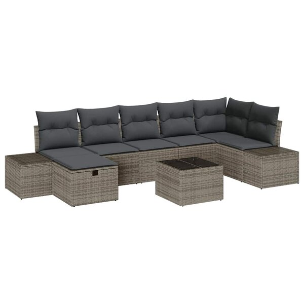 vidaXL Ensemble de canapé de jardin 8 Pièces Gris 55 x 62 x 69 cm