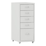 Caisson de bureau meuble de rangement pour documents dossiers fournitures de bureau à roulettes avec 5 tiroirs 69 x 28 x 41 cm blanc 03_0006328