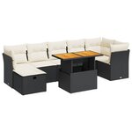 vidaXL Salon de jardin avec coussins 8 Pièces noir résine tressée acacia