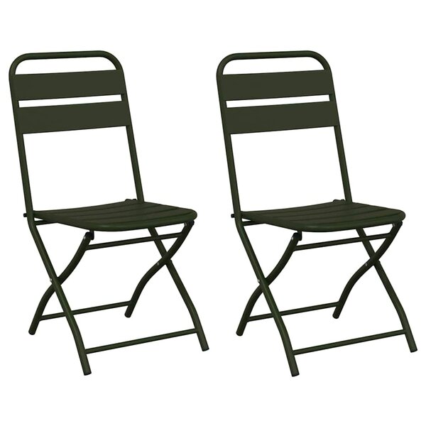 vidaXL Chaise de jardin pliante 2 Pièces Vert 55 x 56 5 x 91cm Acier