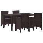 vidaXL Ensemble de 5 Pièces de Repas de Jardin avec Coussins en Poly Rattan Marron
