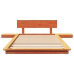 vidaXL Cadre de lit au sol avec tables de chevet Marron ciré 75x190cm Bois massif