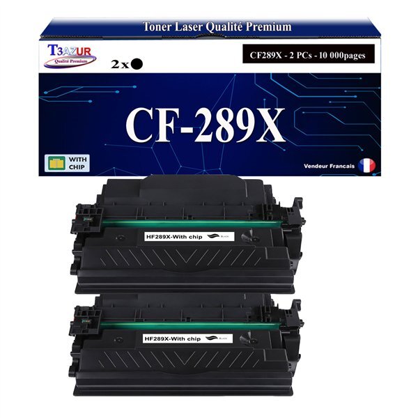 T3AZUR -2x Toners compatibles avec HP CF289X (89X) pour HP LaserJet Enterprise MFP M528  M528c  M528z  M507  M507dn  M507dng  M507n  M507x