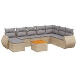 vidaXL Salon de jardin avec coussins 9 Pièces beige résine tressée
