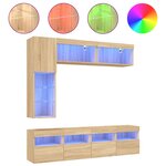 vidaXL Ensemble de meubles TV muraux 7Pièces et lumières LED chêne sonoma