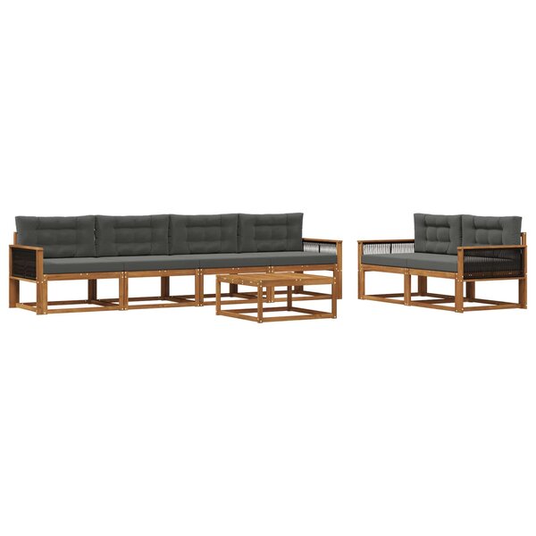 vidaXL Ensemble de canapés d'extérieur 7 Pièces Naturel et Anthracite