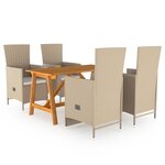 vidaXL Ensemble à manger de jardin 5 Pièces Beige