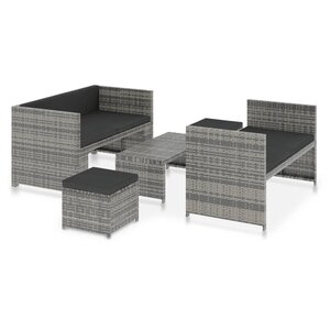 Salon de jardin meuble d'extérieur ensemble de mobilier 5 pièces avec coussins résine tressée gris 02_0016433
