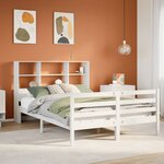 vidaXL Lit bibliothèque sans matelas blanc 120x190 cm bois pin massif