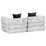 vidaXL Pouf modulaire à 2 places Gris clair Tissu