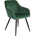 Lot de 2 chaises pieds noir siège de salon cuisine salle à manger design élégant velours vert 08_0000131