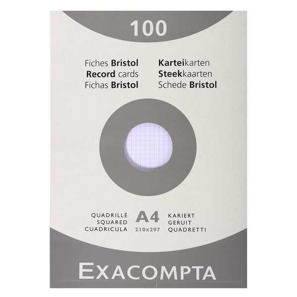 Étui de 100 fiches - bristol quadrillé 5x5 non perforé 210x297mm - Blanc EXACOMPTA