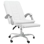 Chaise fauteuil siège pivotante de inclinable de bureau informatique étude similicuir blanc 02_0024229