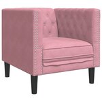 vidaXL Fauteuil Chesterfield rose velours