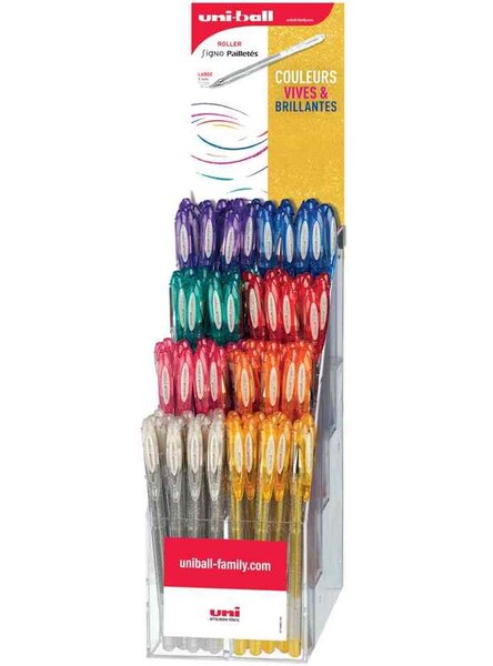 Stylo roller encre gel SIGNO Pailleté, présentoir UNI-BALL