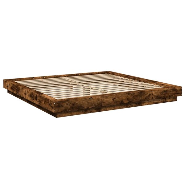 vidaXL Cadre de lit chêne fumé 200x200 cm bois d'ingénierie