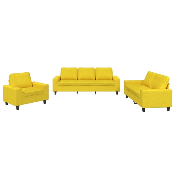 vidaXL Ensemble de canapés 3 Pièces jaune clair tissu