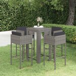 Vidaxl ensemble de bar de jardin 5 pièces et coussins résine tressée gris