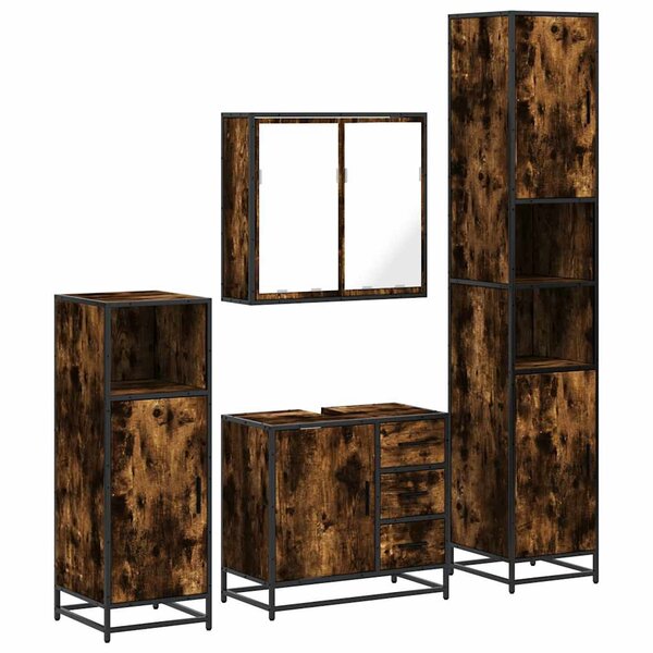 vidaXL Ensemble meubles salle de bain 4 Pièces chêne fumé bois ingénierie