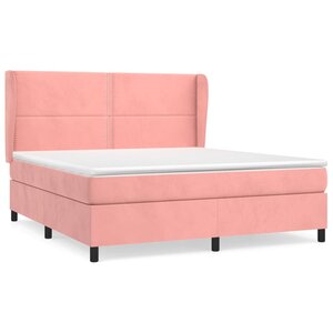 vidaXL Sommier à lattes de lit avec matelas Rose 160x200 cm Velours