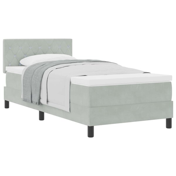 vidaXL Lit à ressorts avec matelas Gris clair 90 x 200 cm Velours