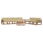 vidaXL Ensemble de canapés d'extérieur 8 Pièces Naturel et Beige