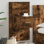 vidaXL Table de chevet murale avec lumières LED chêne fumé