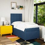vidaXL Sommier à lattes de lit avec matelas Bleu 90x200 cm Tissu