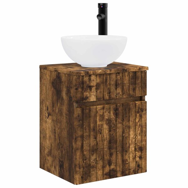 vidaXL Meuble de lavabo mural Chêne fumé 39 x 41 x 64 5 cm