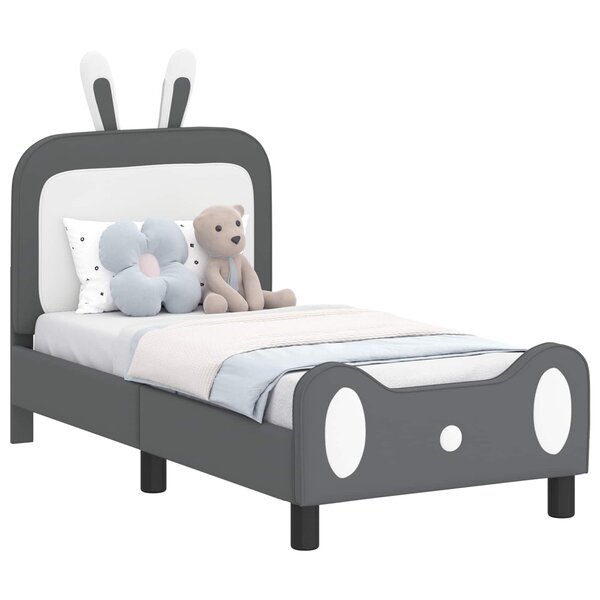 vidaXL Cadre de lit pour tout-petit avec tête de lit Gris clair PU