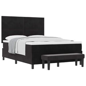 vidaXL Lit à ressorts avec matelas Noir 140 x 190 cm Velours