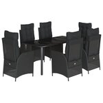 vidaXL Ensemble à manger de jardin coussins 7Pièces Noir Résine tressée