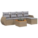 vidaXL Salon de jardin avec coussins 6 Pièces beige résine tressée