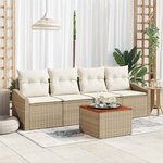 vidaXL Ensemble de canapé de jardin 5 Pièces Beige Poly rotin