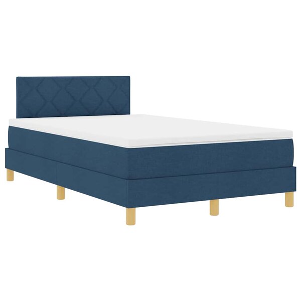 vidaXL Lit à ressort LED avec bandes LED Bleu 120 x 200 cm tissu