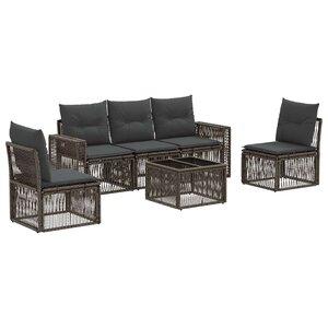 vidaXL Ensemble de canapé de jardin 6 Pièces Gris et Gris foncé polyrotin