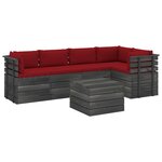 vidaXL Salon palette de jardin 6 Pièces avec coussins Bois de pin massif